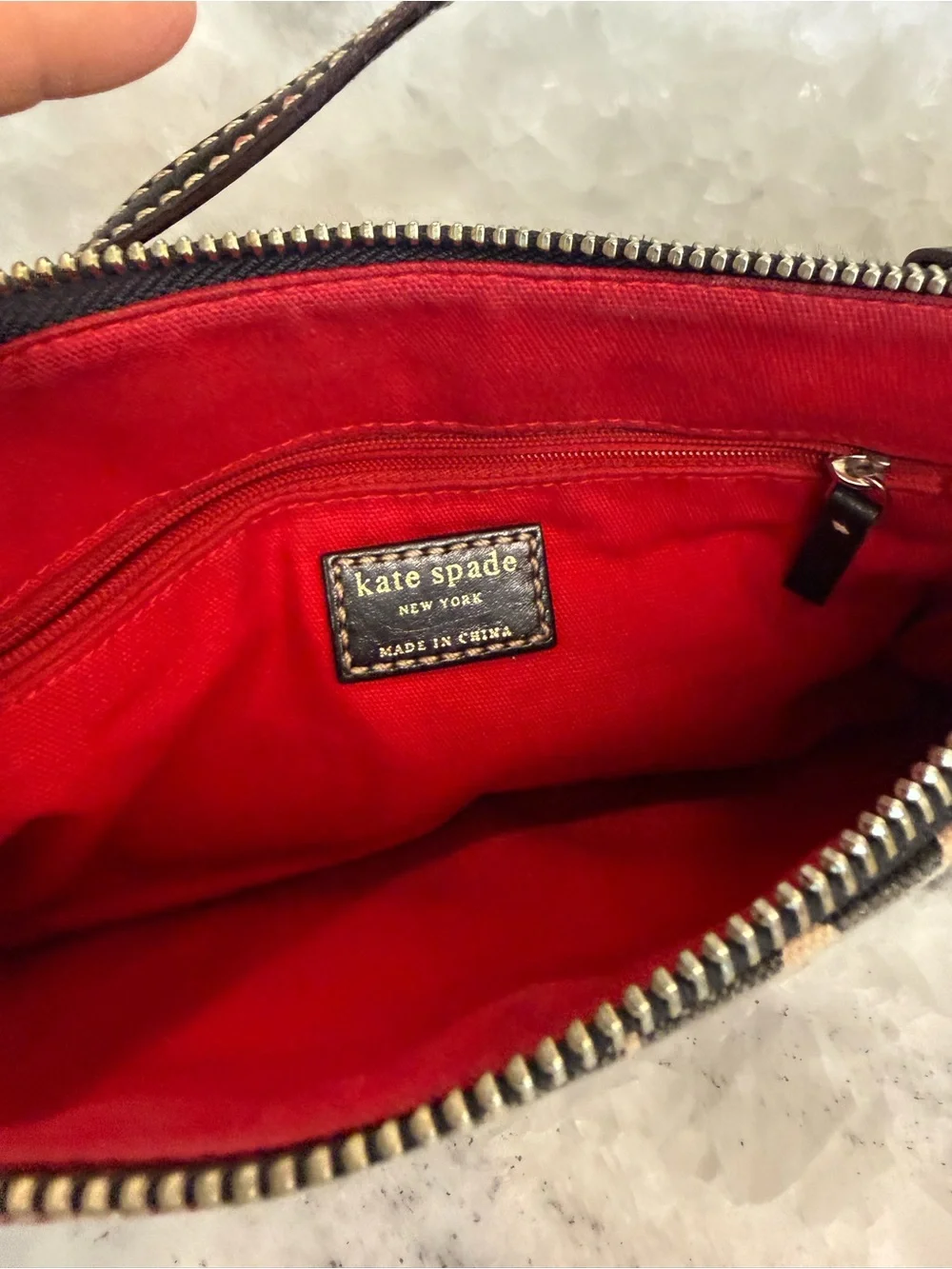 kate spade decade Black, Cream & Red Geometric Canvas Shoulder Bag
